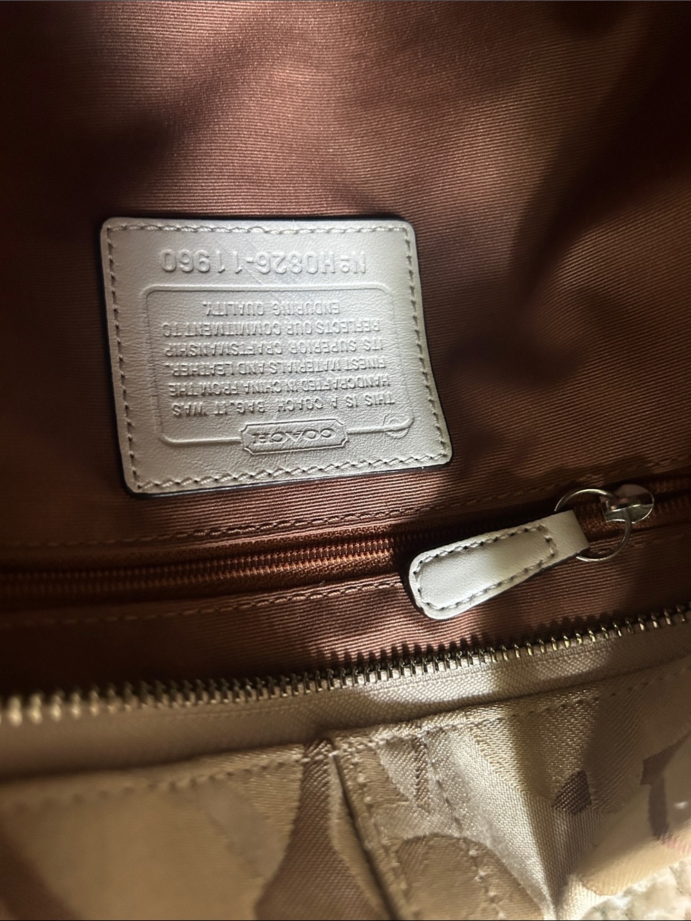Coach Beige and Cream Signature Canvas Shoulder Bag with Silver Hardware - Picture 2 of 4